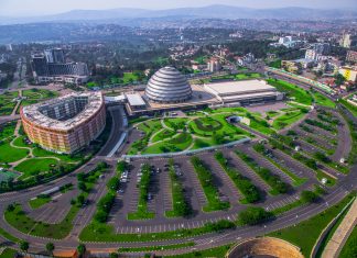 La F1 in Ruanda, il prezzo del ritorno in Africa Veduta aerea del Kigali Convention Centre, Ruanda