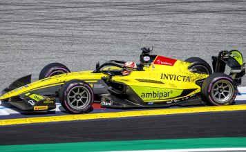 Rafael Câmara in pista con la monoposto di Formula 2 di Invicta Racing